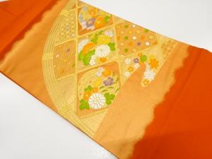 光悦垣に花丸・古典柄模様織り出し　名古屋帯